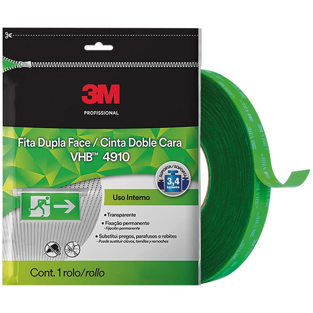Fita Dupla Face 3M 12mmx20m 4910 Fixação Permanente