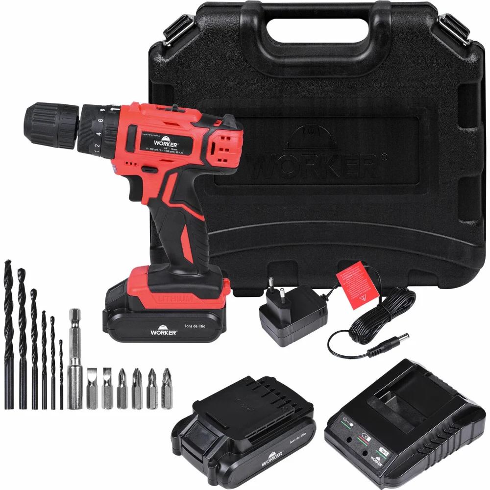 Kit Furadeira Parafusadeira de Impacto Bivolt Worker potente
